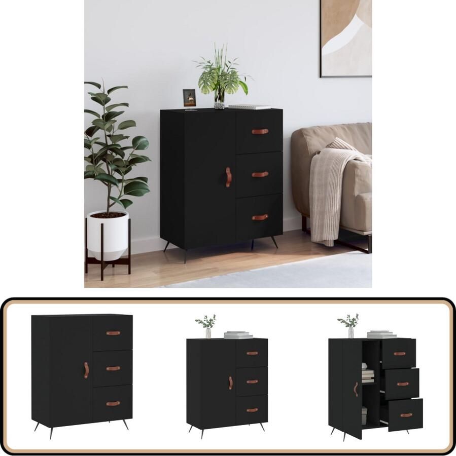 VidaXL Dressoir Bewerkte hout Zwart 69 5x34x90 cm Dressoir Vintage Houten Dressoir Black Dresser Vintage Furniture Salontafel