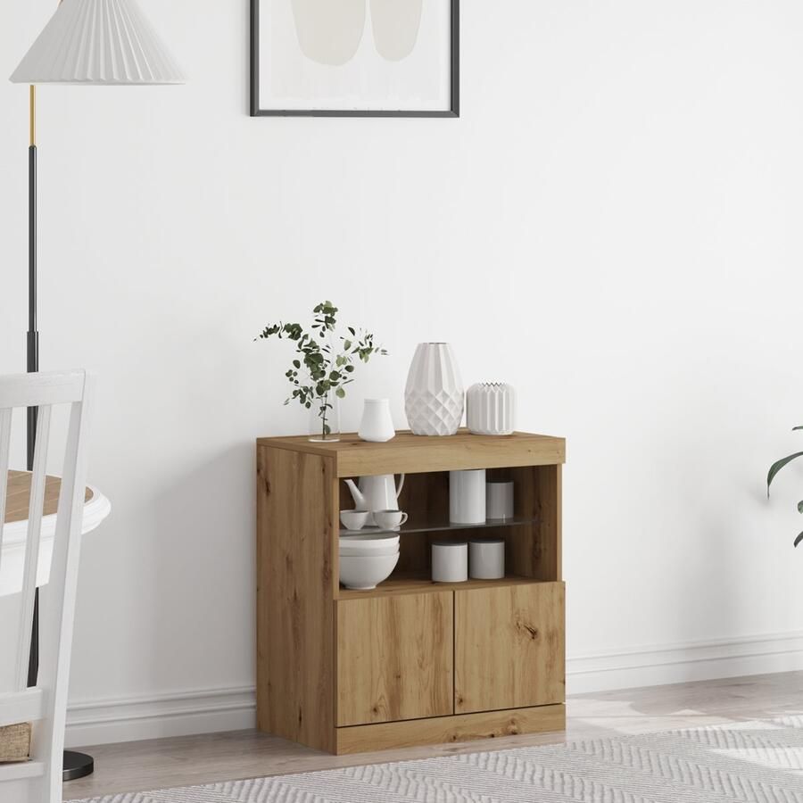VidaXL Sideboard Ambachtelijke Eik Bewerkt Hout Standaard Deuren