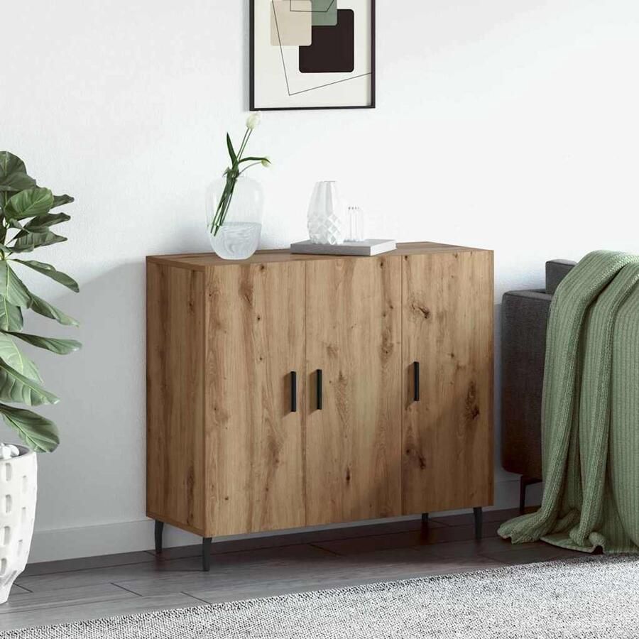 VidaXL Dressoir met opslag met de deur Bruin 90 x 34 x 80 cm Bewerkt hout