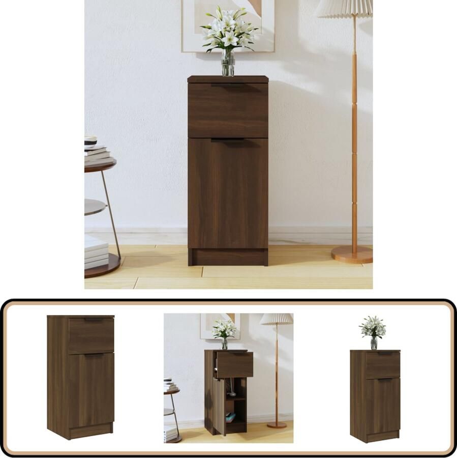 VidaXL Dressoir Bruin Eiken 30x30x70 cm Dressoir Opbergkast Houten Kast Bruine Eiken Minimalistisch
