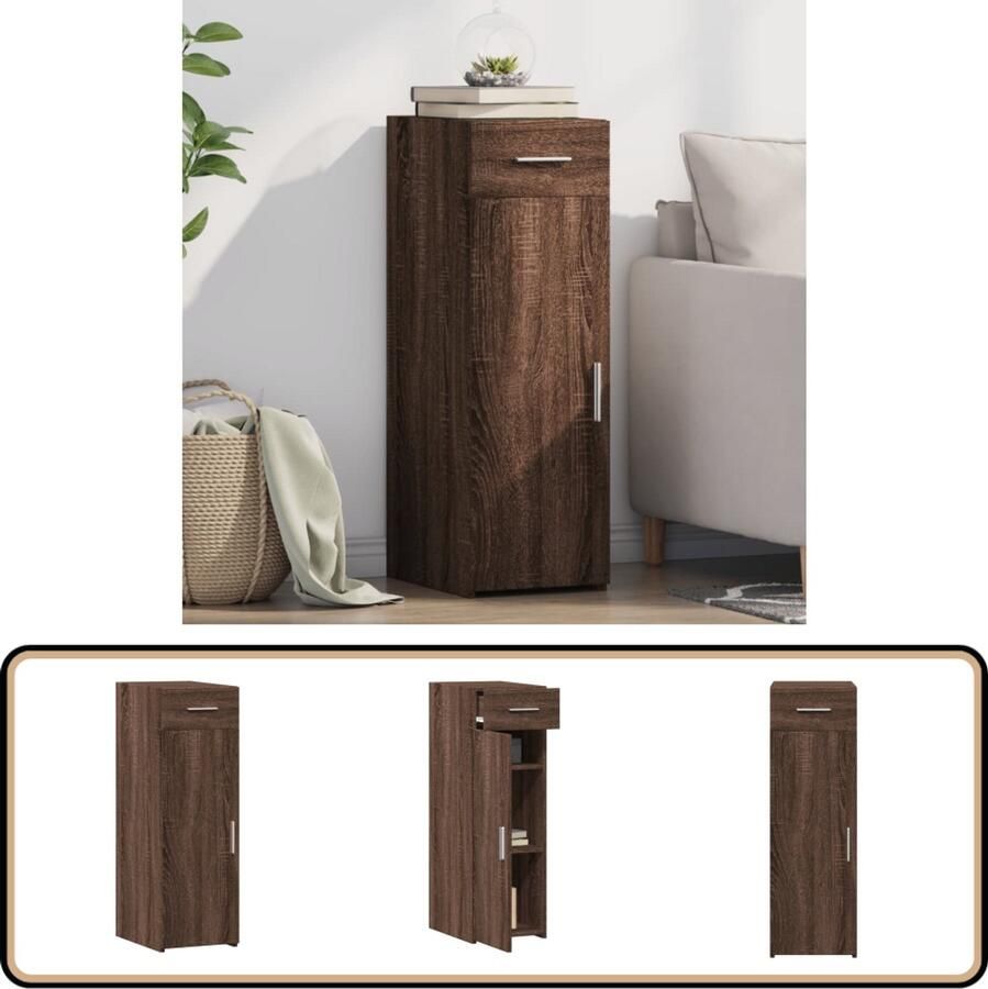 VidaXL Dressoir Bruin Eiken 30x42 5x93 cm Dressoir Houten Dressoir Woonkamermeubels Opbergkast Vintage Dressoir