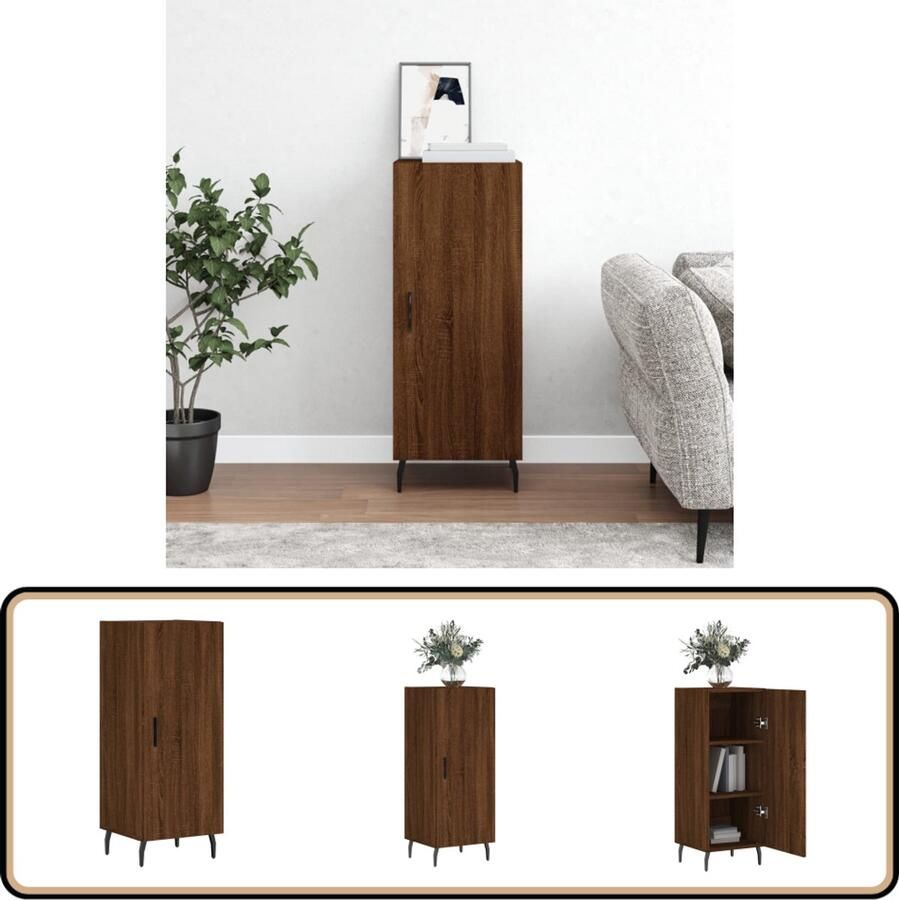 VidaXL Dressoir Bruin Eiken 34 5x34x90 cm Dressoir Opbergkast Houten Dressoir Vintage Dressoir Salontafel - Foto 2