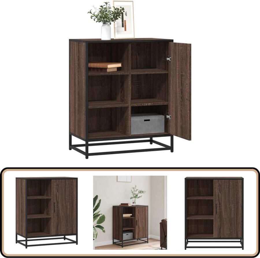 VidaXL Dressoir Bruin Eiken 62x35x76 cm Hout Dressoir Opbergkast Keukenmeubel Salontafel Industrieel Design