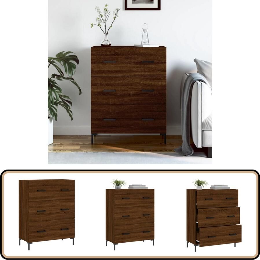 VidaXL Dressoir Bruin Eiken 69 5x34x90 cm Dressoir Buffetkast Kast Houten Dressoir Vintage Dressoir