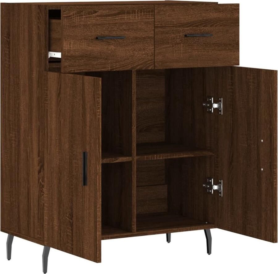 VidaXL Dressoir Bruin Eiken 69 5x34x90 cm Dressoir Houten Dressoir Modern Dressoir Bruine Eiken Dressoir Opbergkast