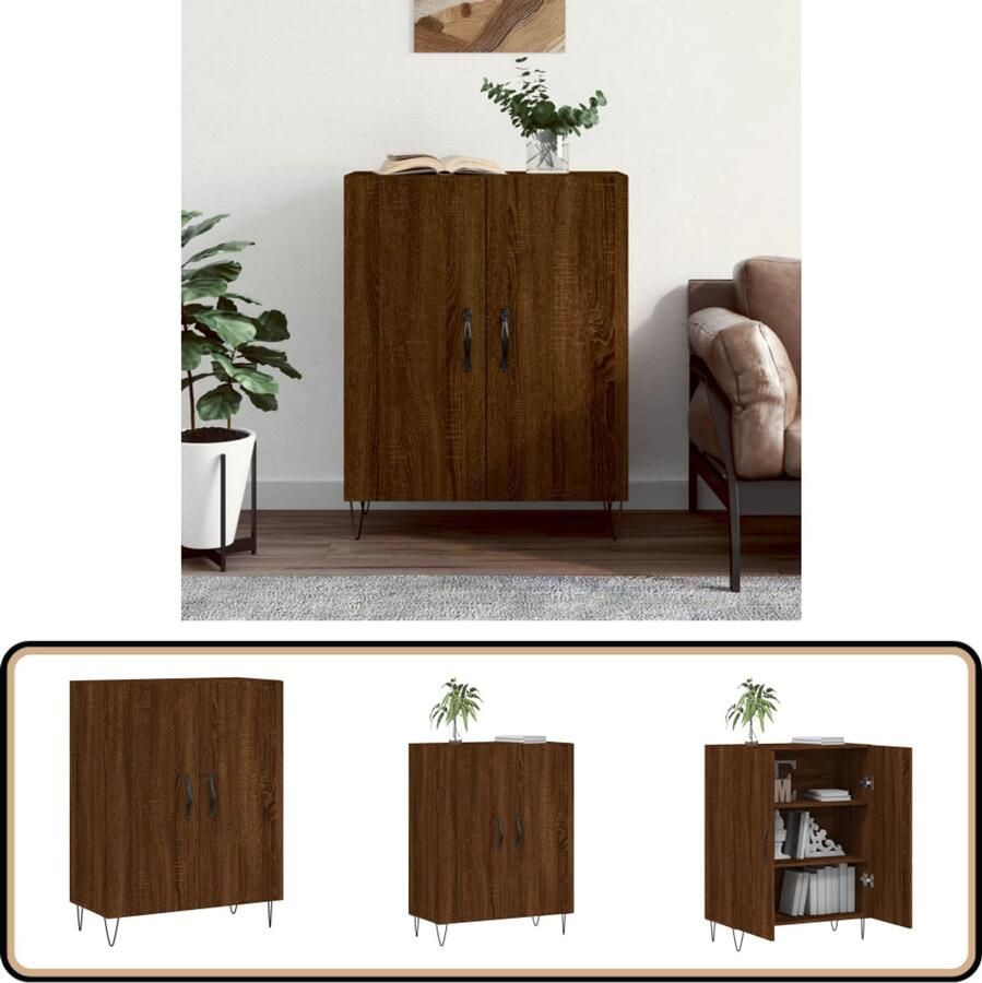 VidaXL Dressoir Bruin Eiken 69 5x34x90 cm Dressoir Houten Dressoir Vintage Dressoir Classic Dressoir Bruine Eiken Dressoir