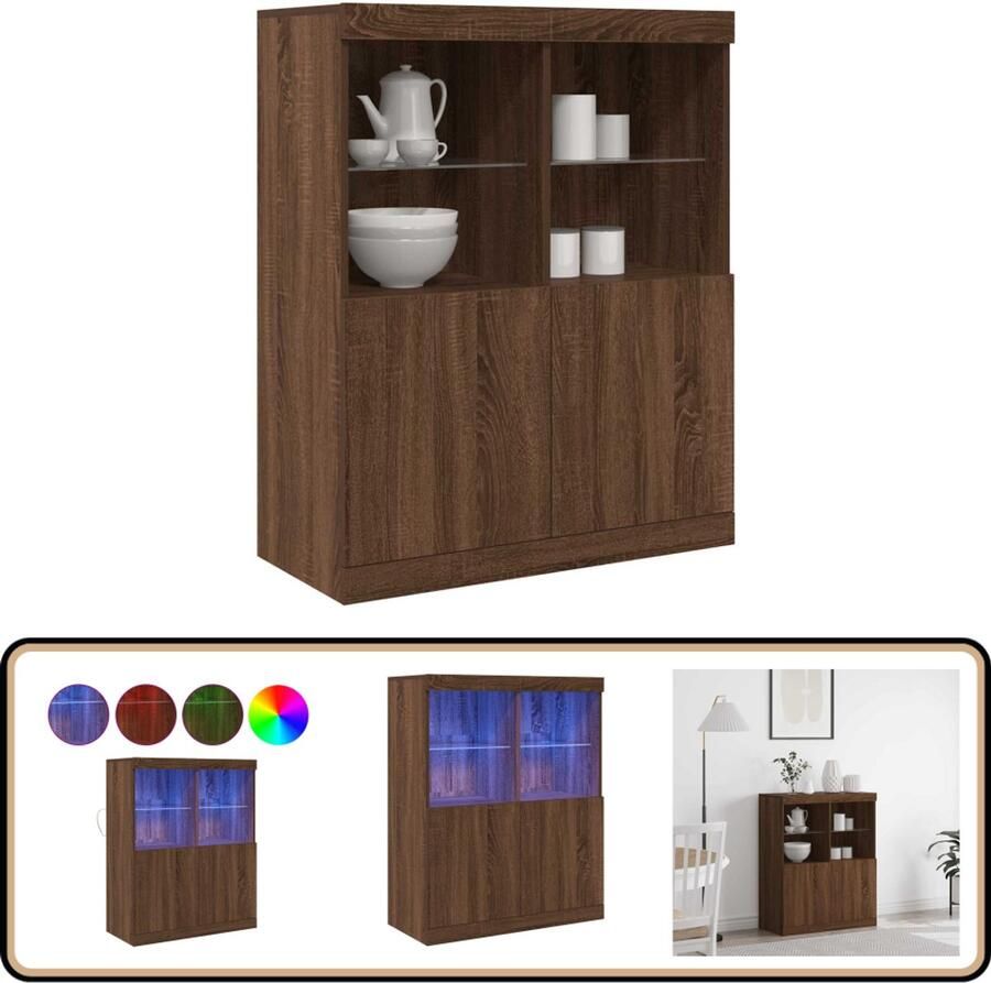 VidaXL Dressoir Bruin Eiken 81x37x100 cm Dressoir Dressoirs Kast Wandkast