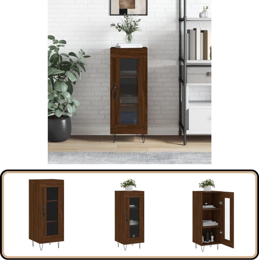 VidaXL Dressoir Bruin Eikenhout 34 5x34x90 cm Dressoir Houten Dressoir Bruine Eiken Dressoir Vintage Dressoir Opbergmeubel