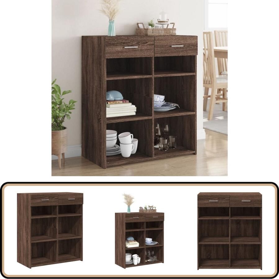 VidaXL Dressoir Bruin Eikenhout 80x42 5x93 cm Dressoir Houten Dressoir Vintage Dressoir Salontafel Tv Tafel