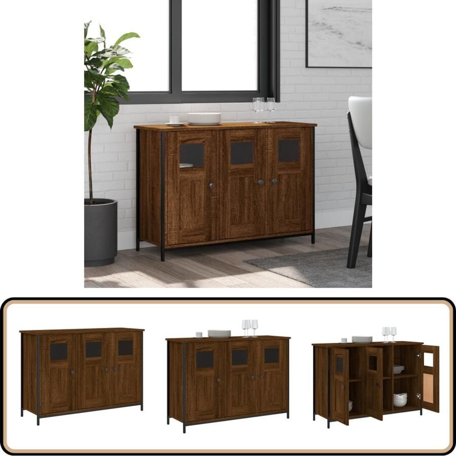 VidaXL Dressoir Bruin Eikenkleur 100x35x70 cm Dressoir Houten Dressoir Bruine Eiken Dressoir Opbergkast Salontafel - Foto 2