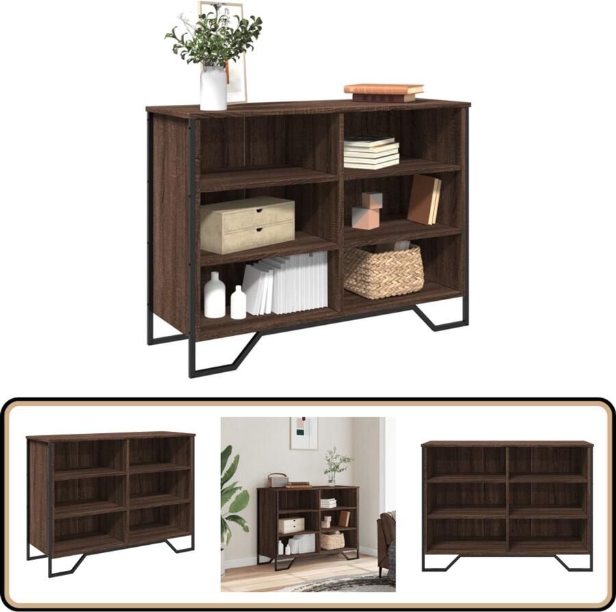 The Living Store Dressoir 101x35 5x74 5 cm bewerkt hout bruin eikenkleur Dressoir Modern Meubel Houten Dressoir Bruine Eiken Kleur Opbergkast