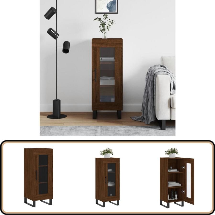 VidaXL Dressoir Bruin eikenkleur 34 5x34x90 cm Dressoir Vintage Houten Dressoir Bruine Eiken Dressoir Opbergkast Salontafel