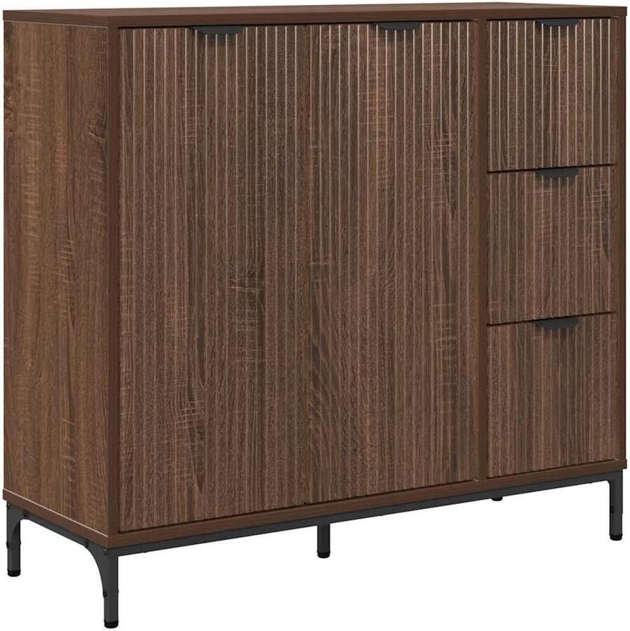 VidaXL Dressoir bruin eikenkleur 89.5 x 33 x 82 cm Bewerkt hout