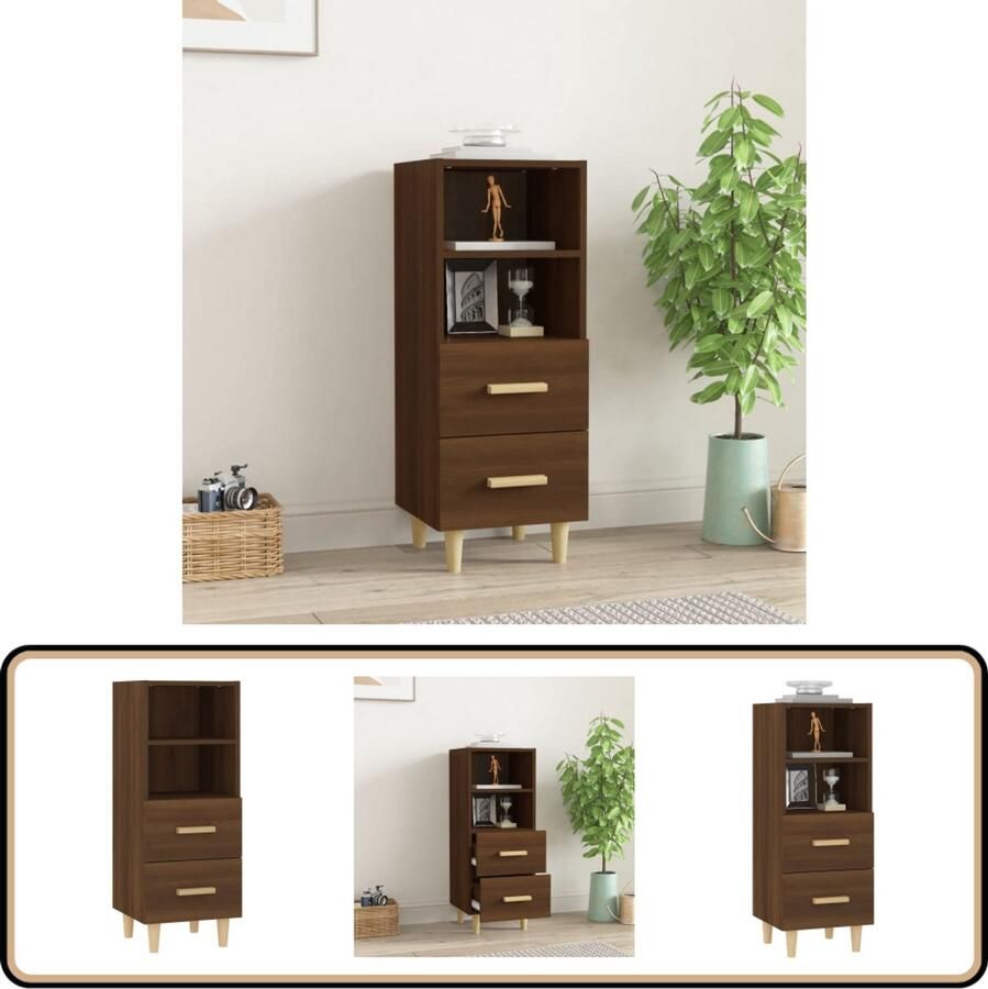 VidaXL Dressoir Bruineiken 34 5x34x90 cm Dressoir Houten Dressoir Bruine Eiken Dressoir Opbergmeubels Salontafel - Foto 2