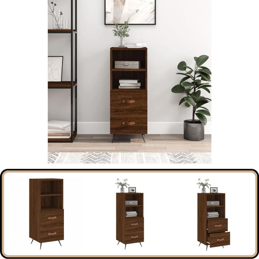 VidaXL Dressoir Bruineiken 34 5x34x90 cm Dressoir Modern Dressoir Houten Dressoir Bruine Dressoir Opbergkast
