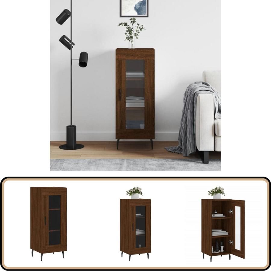 VidaXL Dressoir Bruineiken 34 5x34x90 cm Dressoir Vintage Dressoir Houten Dressoir Bruine Eiken Dressoir Salontafel - Foto 2
