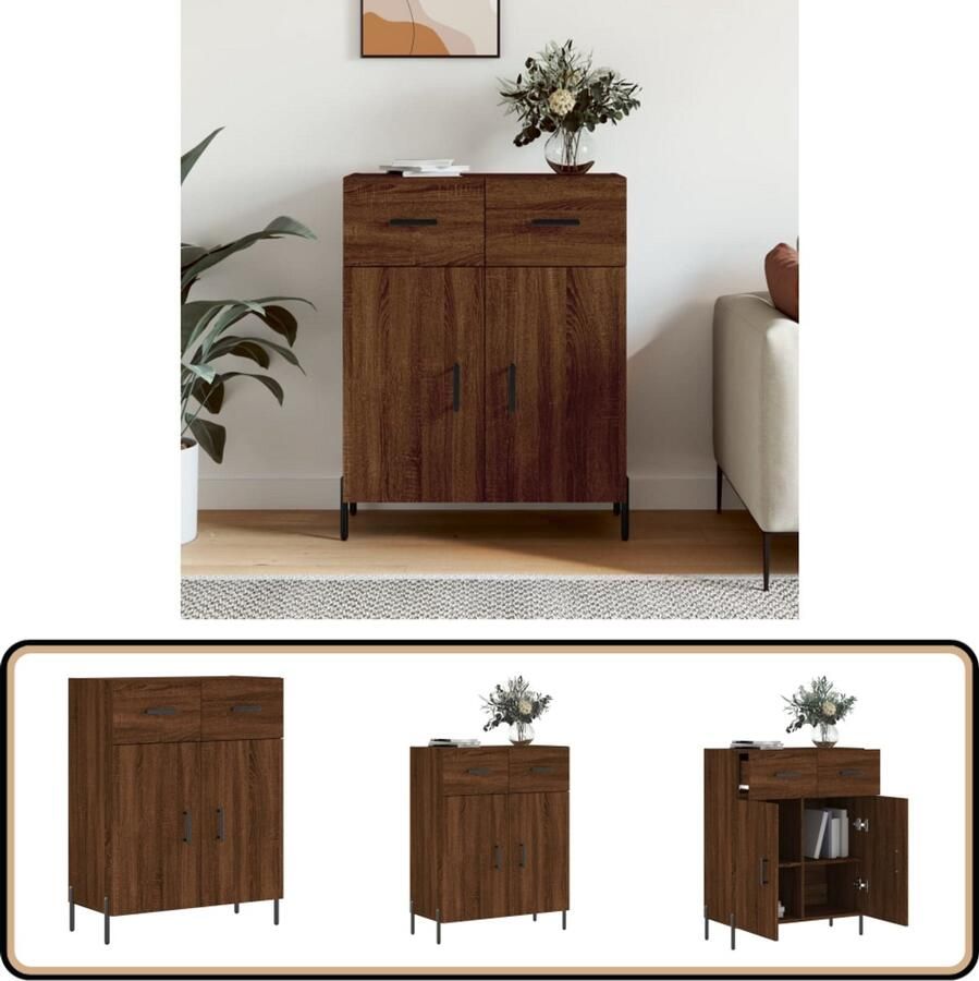 VidaXL Dressoir Bruineiken 69 5x34x90 cm Dressoir Houten Dressoir Bruine Eiken Dressoir Vintage Dressoir Modern Dressoir
