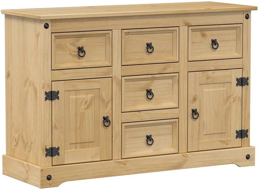 VidaXL Dressoir Corona 112x40x75 cm Grenenhout Dressoir Opbergkast Grenoblehouten Kast Salontafel Vintage Dresser