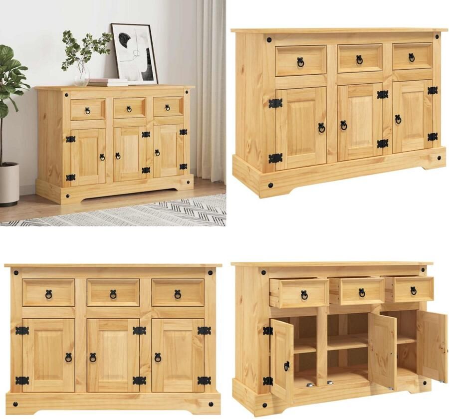 VidaXL Dressoir Corona 112x44x78 cm massief Mexicaans grenenhout bruin Dressoir Dressoirs Opbergkast Wandkast