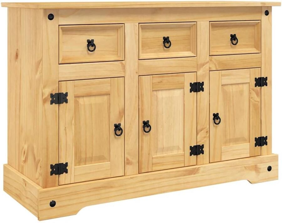 VidaXL Dressoir Corona Massief Grenenhout Bruin Dressoir Houten Kast Opbergkast Salontafel Bruine Meubels
