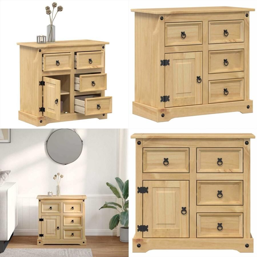 VidaXL Dressoir Corona 87x40x76 cm massief grenenhout Dressoir Dressoirs Ladekast Opbergkast