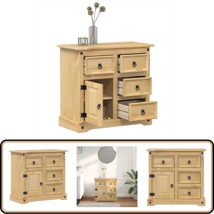 VidaXL Dressoir Corona Grenenhout 87x40x76 cm Dressoirkast Dressoirs Opbergkast Salontafel Livingroom Furniture