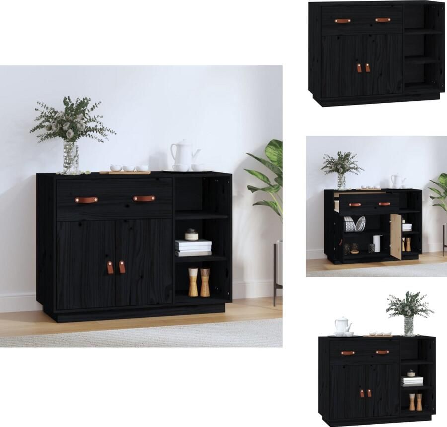 VidaXL Dressoir Dressoirs Bijzetkast Consolekast Dressoir 98-5x40x75 cm massief grenenhout zwart