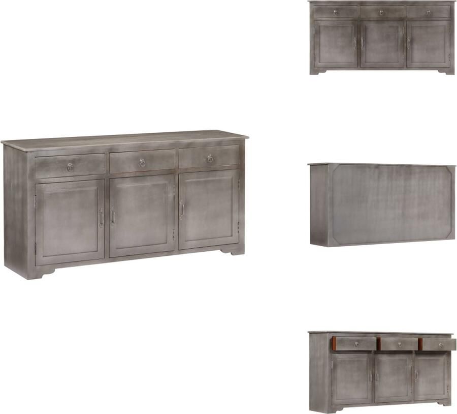 VidaXL Dressoir Dressoirs Bijzetkast Hifi-kast Dressoir 160x40x80 cm massief mangohout grijs