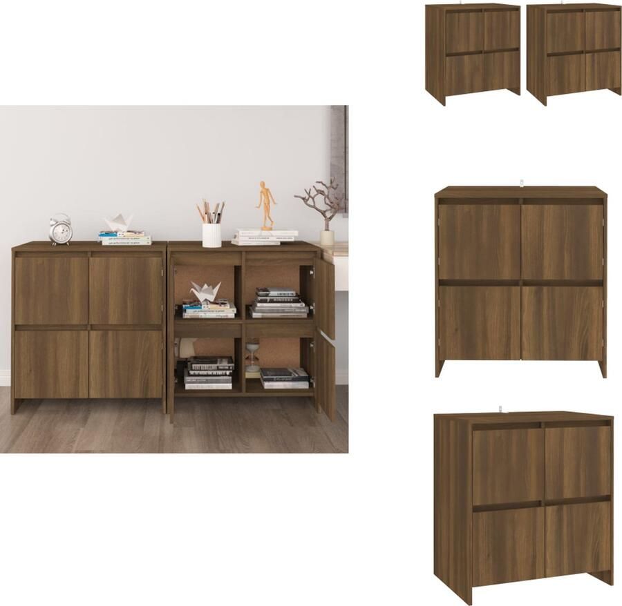 VidaXL Dressoir Dressoirs Boekenkast Kast Dressoirs 2 st 70x41x75 cm bewerkt hout bruin eikenkleur
