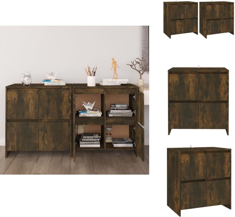 VidaXL Dressoir Dressoirs Boekenkast Kast Dressoirs 2 st 70x41x75 cm bewerkt hout gerookt eikenkleurig