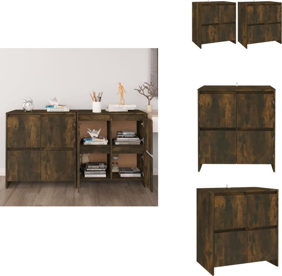 VidaXL Dressoir Dressoirs Boekenkast Kast Dressoirs 2 st 70x41x75 cm bewerkt hout gerookt eikenkleurig - Foto 2