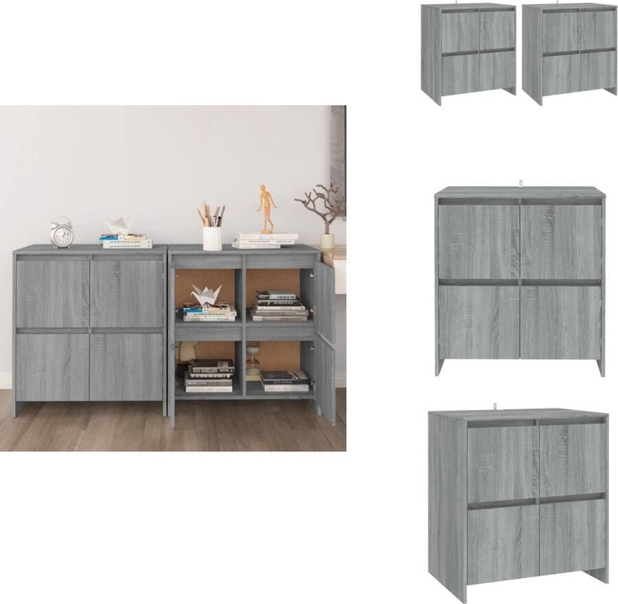 VidaXL Dressoir Dressoirs Boekenkast Kast Dressoirs 2 st 70x41x75 cm spaanplaat grijs sonoma eikenkleurig