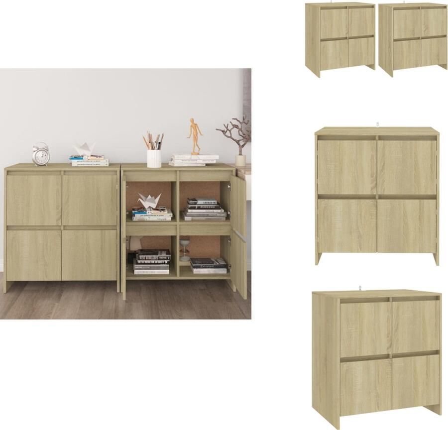 VidaXL Dressoir Dressoirs Boekenkast Kast Dressoirs 2 st 70x41x75 cm bewerkt hout sonoma eikenkleurig