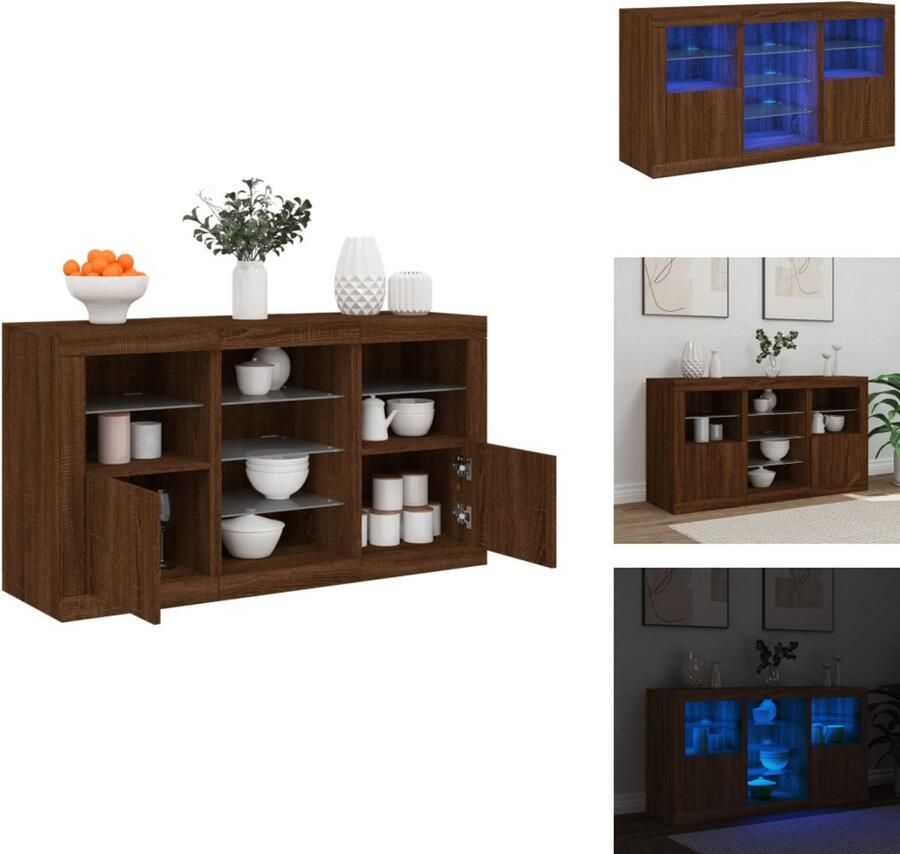 VidaXL Dressoir Dressoirs Buffet Dressoirkast Dressoir met LED-verlichting 123x37x67 cm bruin eikenkleur