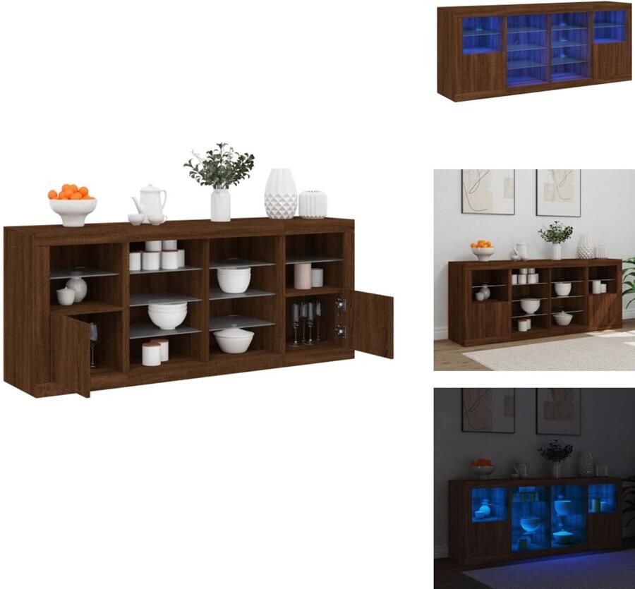 VidaXL Dressoir Dressoirs Buffet Dressoirkast Dressoir met LED-verlichting 163x37x67 cm bruin eikenkleur