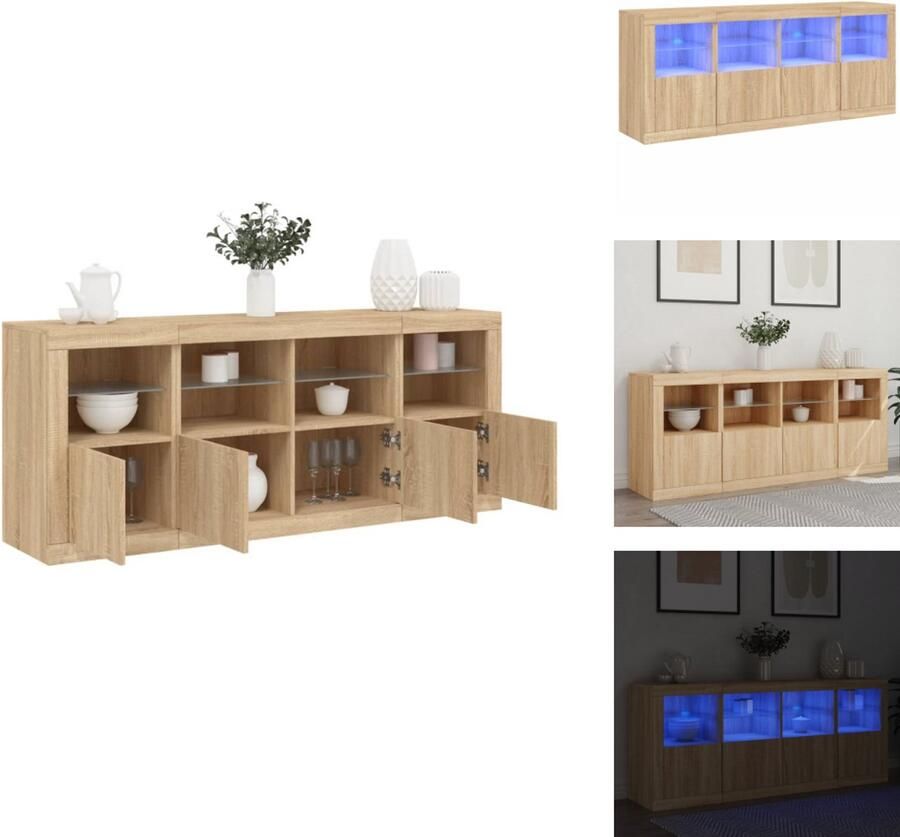 VidaXL Dressoir Dressoirs Buffet Dressoirkast Dressoir met LED-verlichting 163x37x67 cm sonoma eikenkleurig