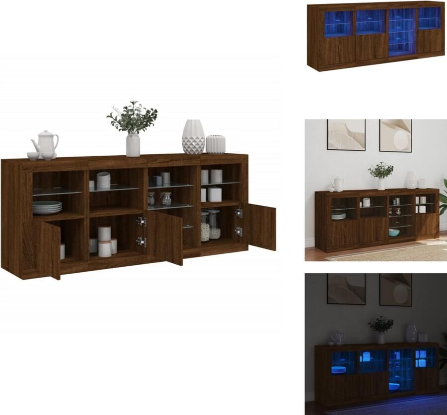 VidaXL Dressoir Dressoirs Buffet Dressoirkast Dressoir met LED-verlichting 164x37x67 cm bruin eikenkleur