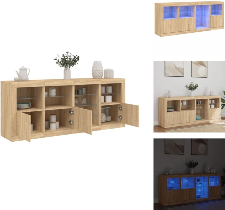 VidaXL Dressoir Dressoirs Buffet Dressoirkast Dressoir met LED-verlichting 164x37x67 cm sonoma eikenkleurig