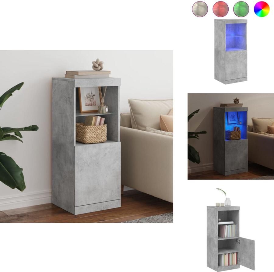 VidaXL Dressoir Dressoirs Buffet Dressoirkast Dressoir met LED-verlichting 41x37x100 cm betongrijs