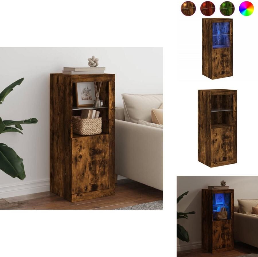 VidaXL Dressoir Dressoirs Buffet Dressoirkast Dressoir met LED-verlichting 41x37x100 cm gerookt eikenkleurig