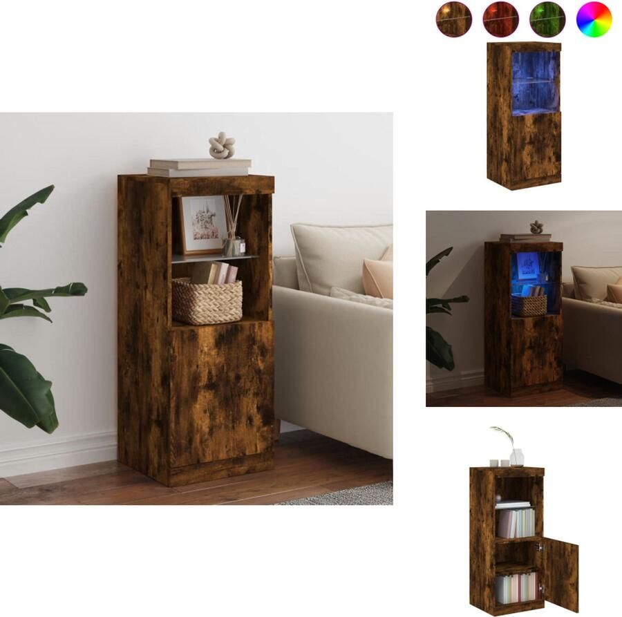 VidaXL Dressoir Dressoirs Buffet Dressoirkast Dressoir met LED-verlichting 41x37x100 cm gerookt eikenkleurig - Foto 2