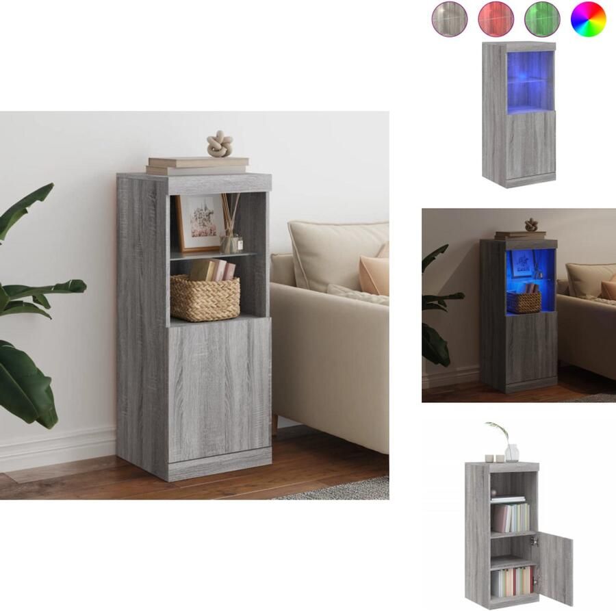 VidaXL Dressoir Dressoirs Buffet Dressoirkast Dressoir met LED-verlichting 41x37x100 cm grijs sonoma eiken