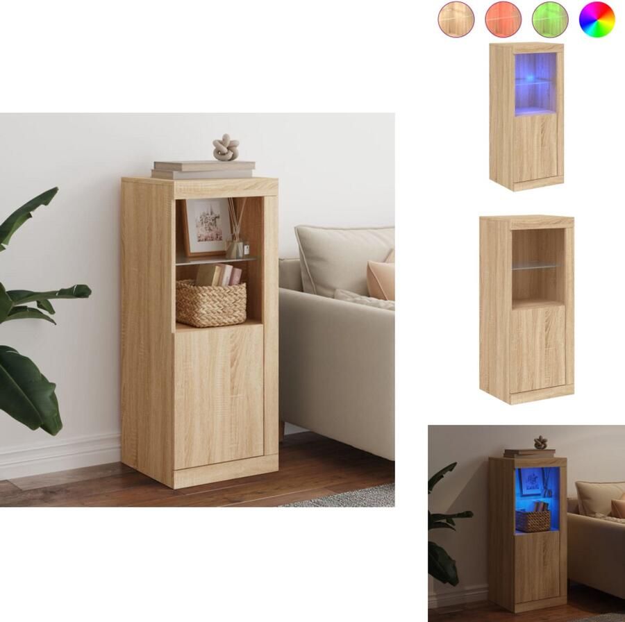 VidaXL Dressoir Dressoirs Buffet Dressoirkast Dressoir met LED-verlichting 41x37x100 cm sonoma eikenkleurig