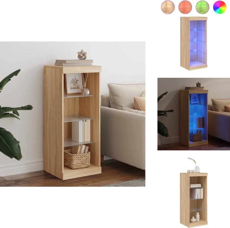 VidaXL Dressoir Dressoirs Buffet Dressoirkast Dressoir met LED-verlichting 41x37x100 cm sonoma eikenkleurig