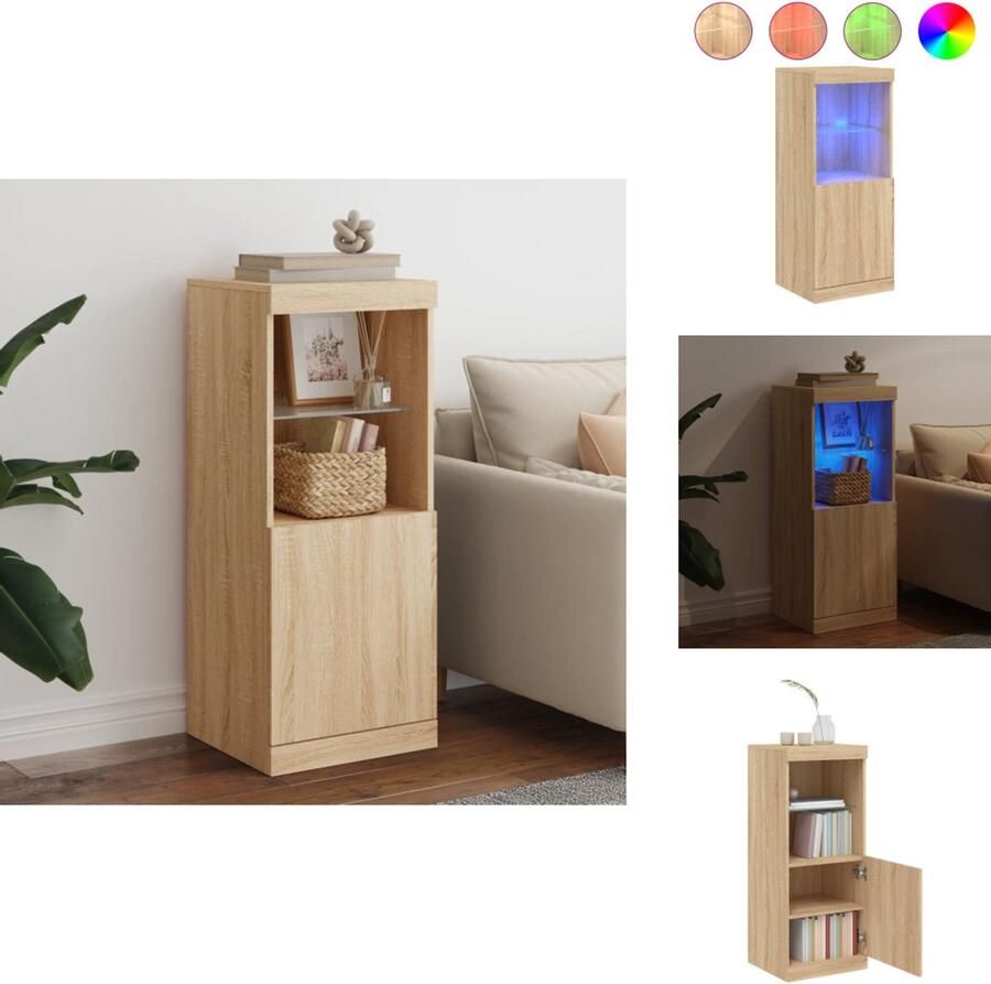 VidaXL Dressoir Dressoirs Buffet Dressoirkast Dressoir met LED-verlichting 41x37x100 cm sonoma eikenkleurig