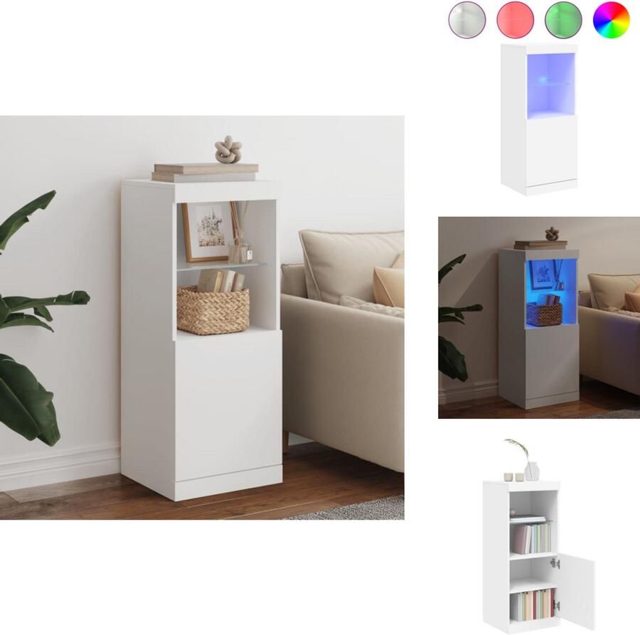 VidaXL Dressoir Dressoirs Buffet Dressoirkast Dressoir met LED-verlichting 41x37x100 cm wit