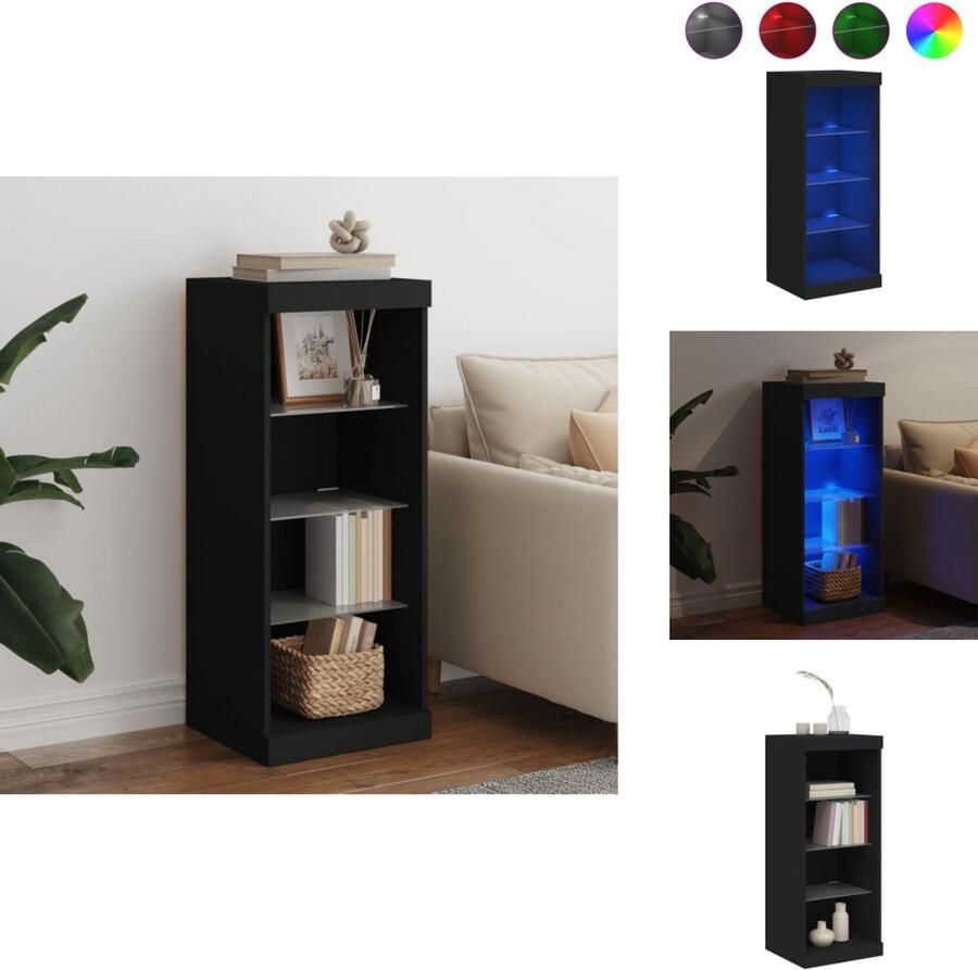 VidaXL Dressoir Dressoirs Buffet Dressoirkast Dressoir met LED-verlichting 41x37x100 cm zwart