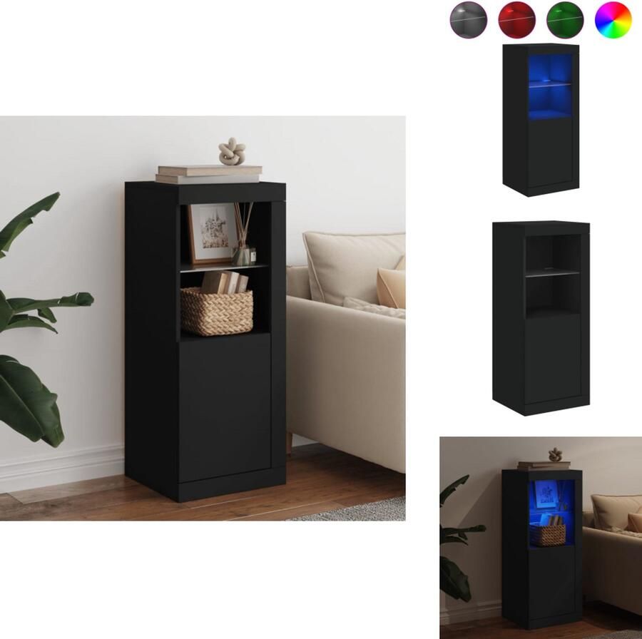 VidaXL Dressoir Dressoirs Buffet Dressoirkast Dressoir met LED-verlichting 41x37x100 cm zwart - Foto 2