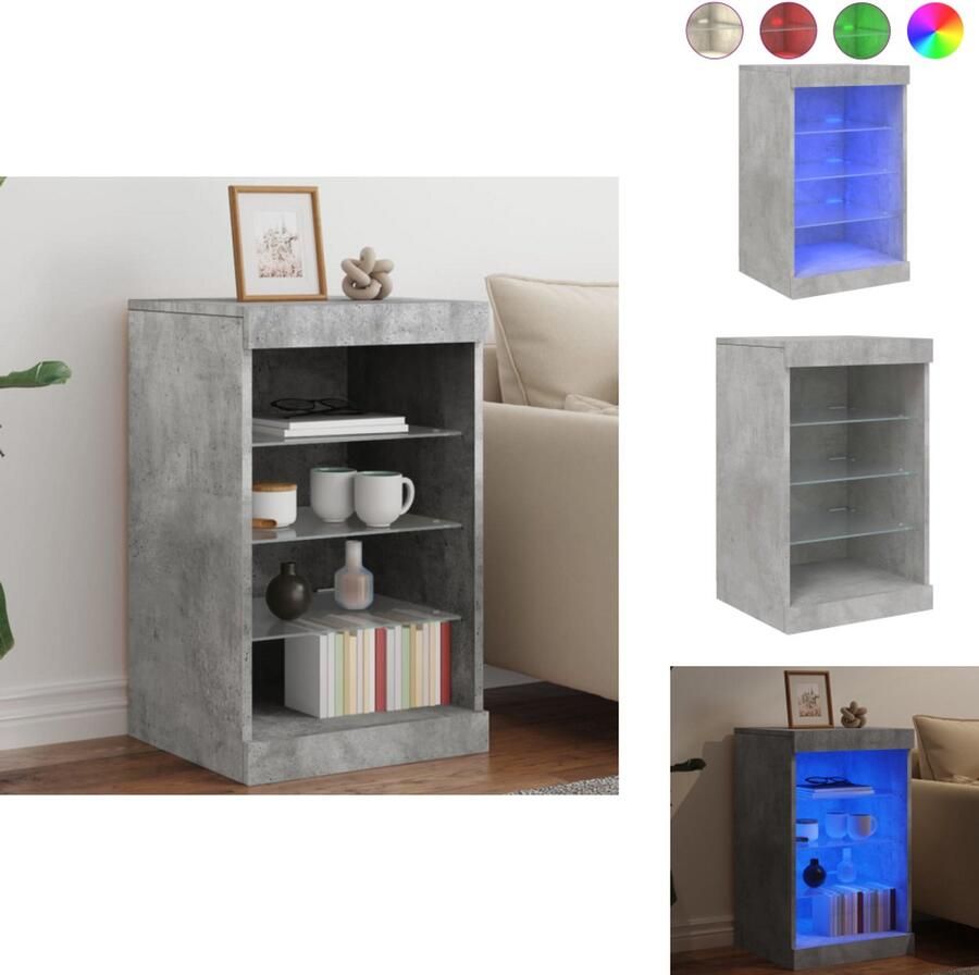 VidaXL Dressoir Dressoirs Buffet Dressoirkast Dressoir met LED-verlichting 41x37x67 cm betongrijs