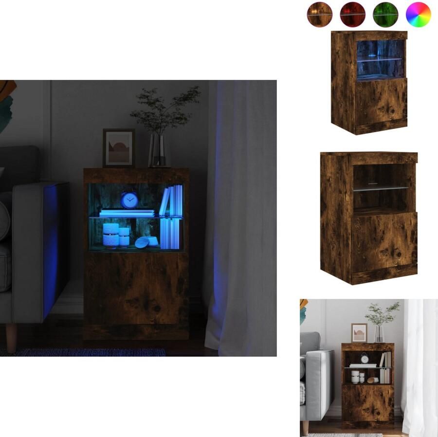 VidaXL Dressoir Dressoirs Buffet Dressoirkast Dressoir met LED-verlichting 41x37x67 cm gerookt eikenkleurig